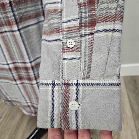 Pacsun Hooded Grey Plaid Button Up Oversize Flannel Shacket Jacket Womens Small - Picture 12 of 13